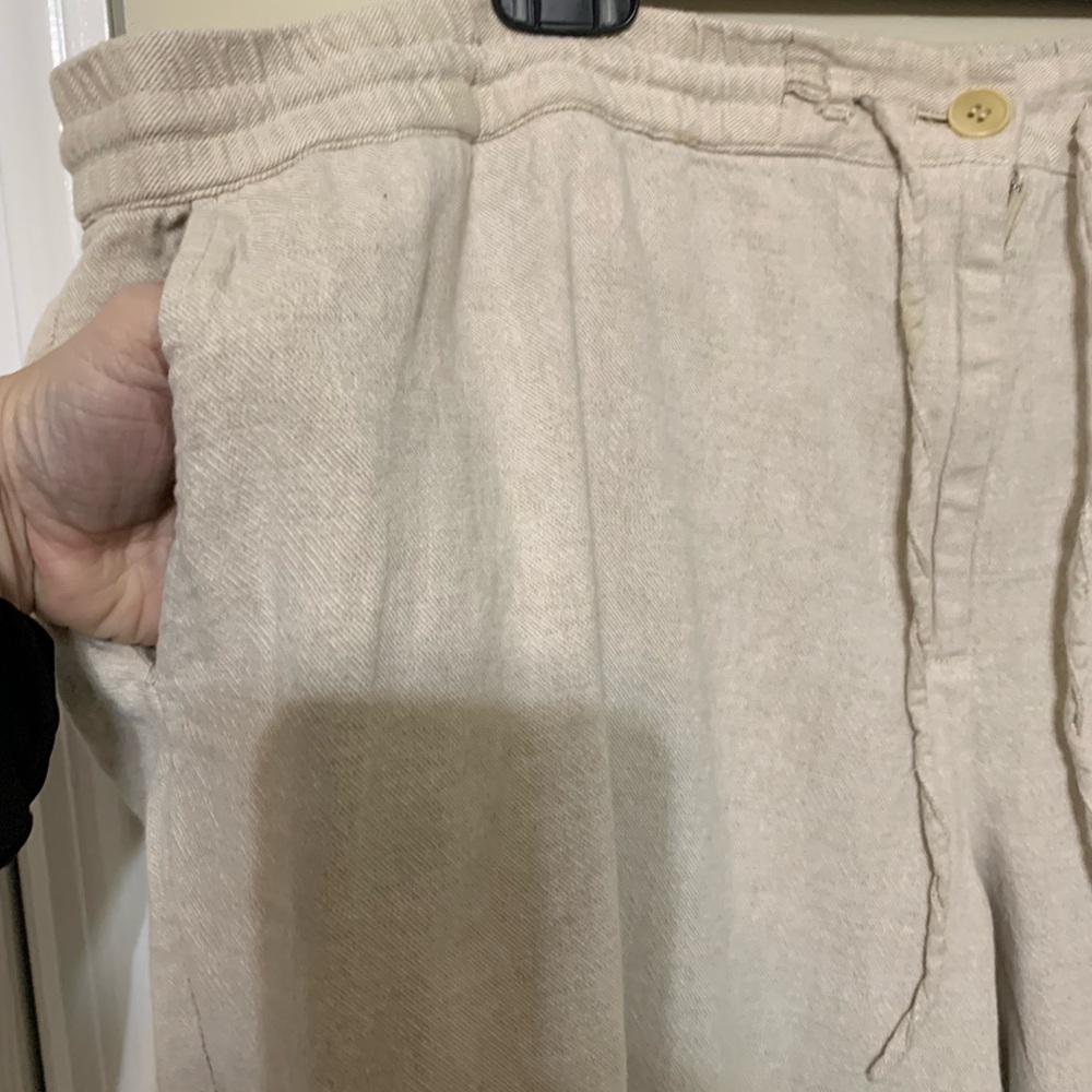 Talbots Tan Straight Leg Linen Pants - Picture 2 of 5